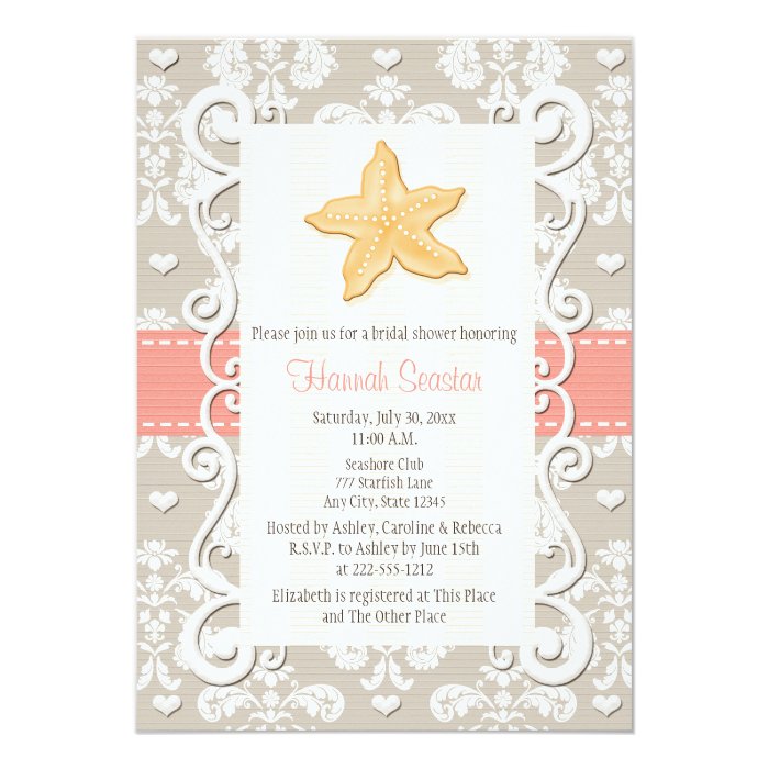 Coral Starfish Wedding Invitations 7