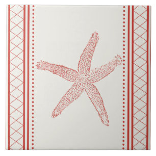 Coral Starfish Coastal Ceramic Tile