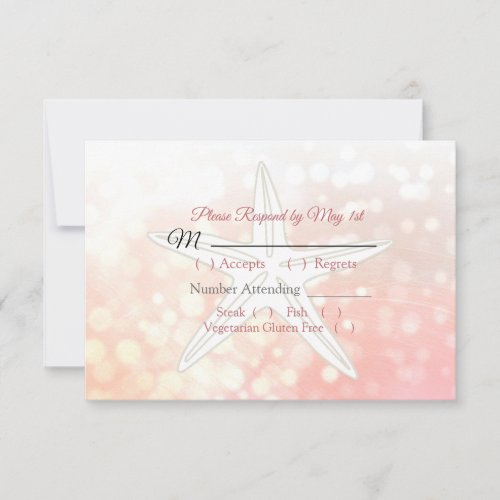 Coral Starfish Oceanic Wedding RSVP card