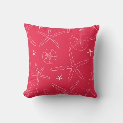 Coral Starfish  Sand Dollar Throw Pillow