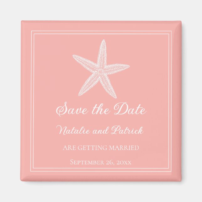 Coral Starfish Save the Date Magnet (Front)