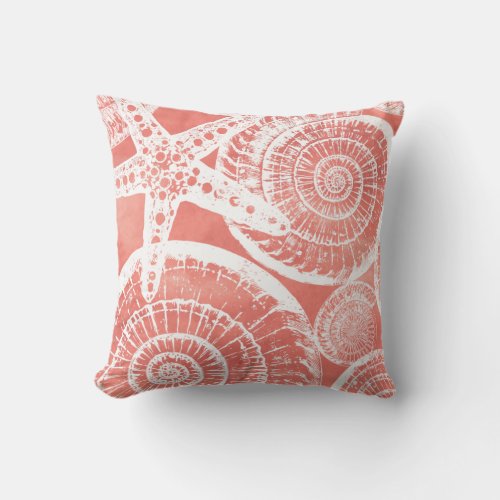 Coral Starfish Throw Pillow