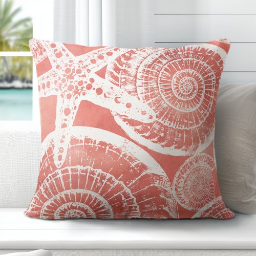 Coral Starfish Throw Pillow