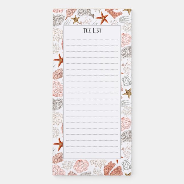 Coral Starfish Under the Sea Magnetic Notepad (Front)