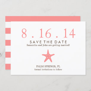 Coral Starfish Wedding Save the Date Invitation