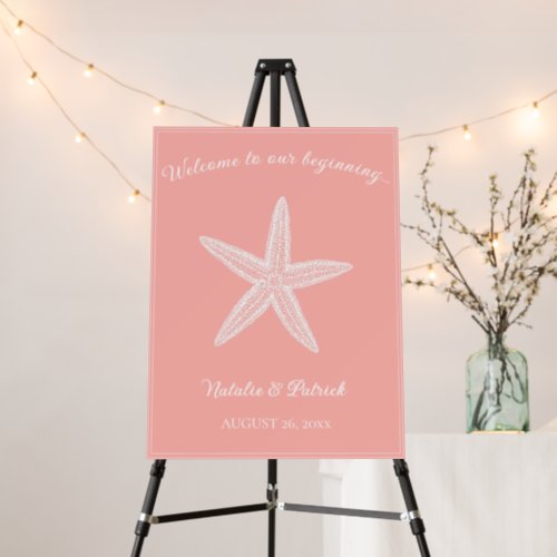 Coral Starfish Wedding Welcome Sign