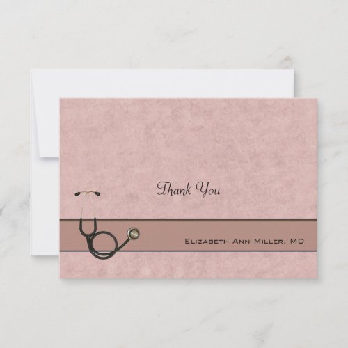 Coral Stethoscope Coordinating Thank You Notes Personalized Invite