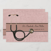 Coral Stethoscope - Graduation Party Invitation (Front/Back)