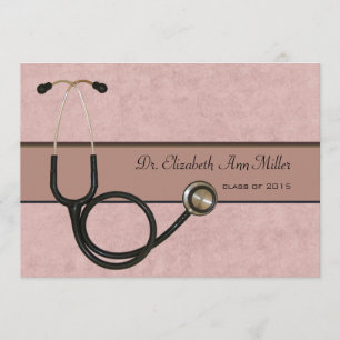 Coral Stethoscope - Graduation Party Invitation