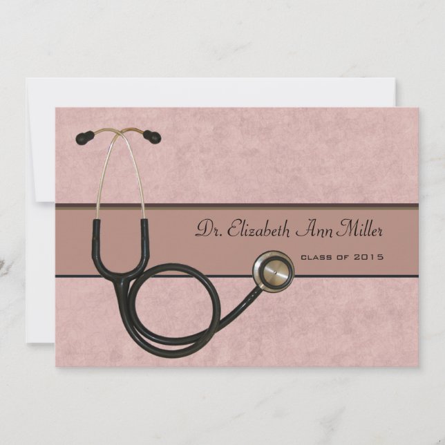 Coral Stethoscope - Graduation Party Invitation (Front)