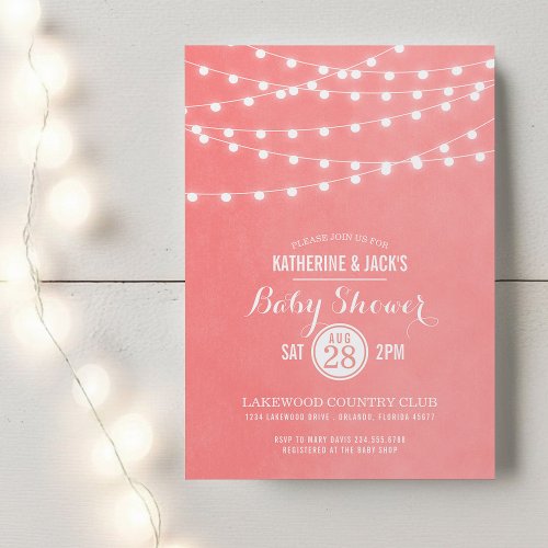 Summer String Lights Baby Shower Invitation