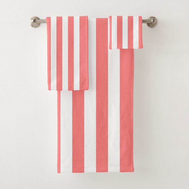 Coral Stripe Bath Towel Set (Insitu)