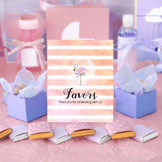 Coral Stripe Flamingo Baby Shower Favors
