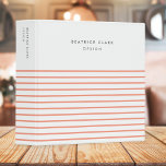Coral Stripe Minimalist Modern Stylish Feminine 3 Ring Binder<br><div class="desc">A minimalist stripe binder in coral pink on a crisp white background. The text can easily be customized for a design as unique as you are!</div>
