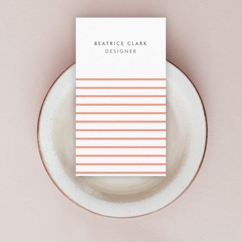 Coral Stripe Minimalist Modern Stylish Feminine Business Card