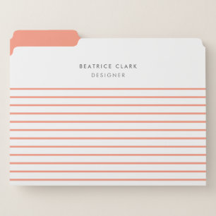 Coral Stripe Minimalist Modern Stylish Feminine File Folder