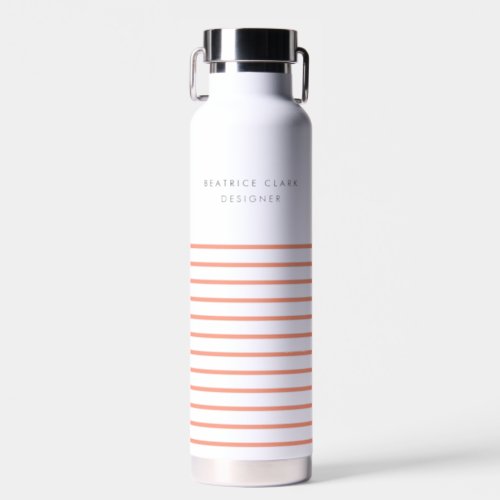 Coral Stripe Minimalist Modern Stylish Feminine Wa Water Bottle