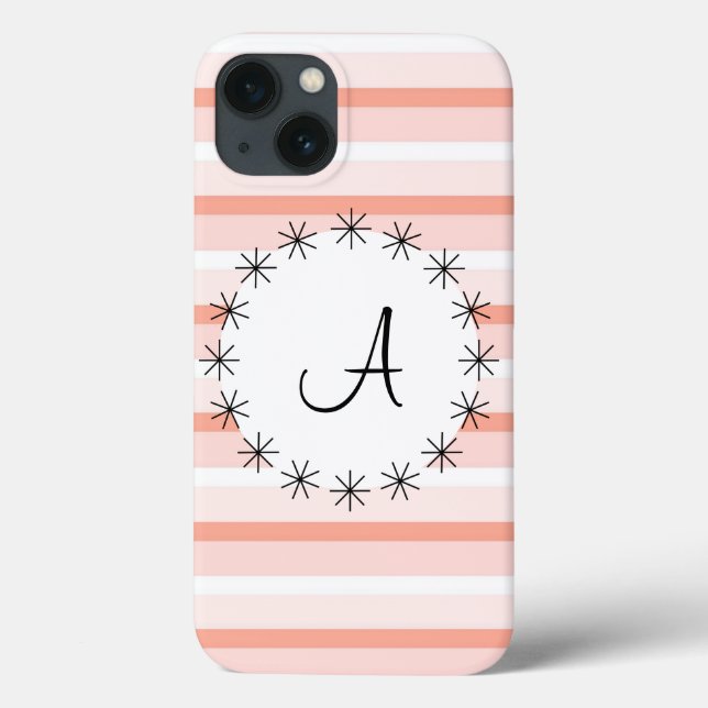 Coral Stripe 'Monogram' iPad case (Back)