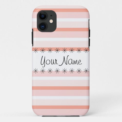 Coral Stripe Name iPhone case