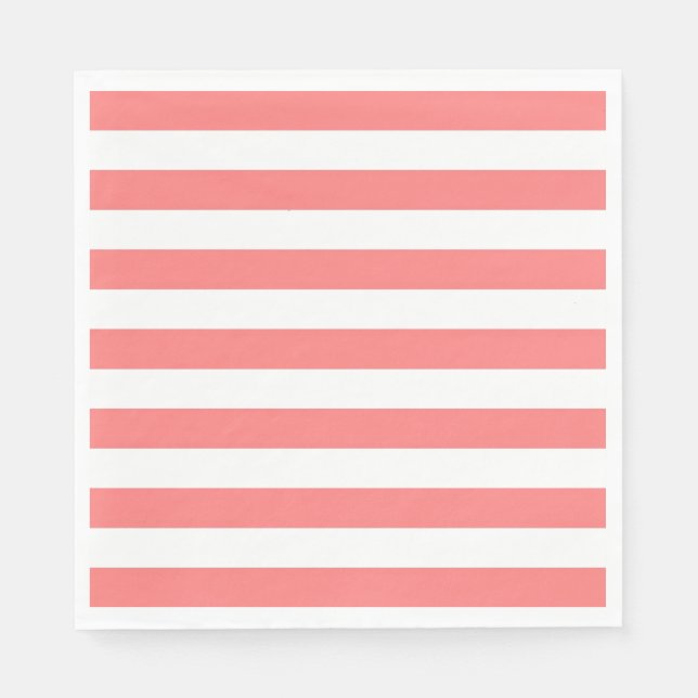 Coral Stripe Paper Napkins (Front)