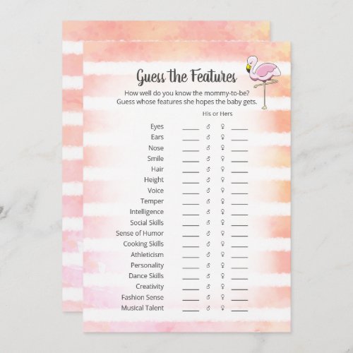 Coral Striped Flamingo Guess Features Shower Card