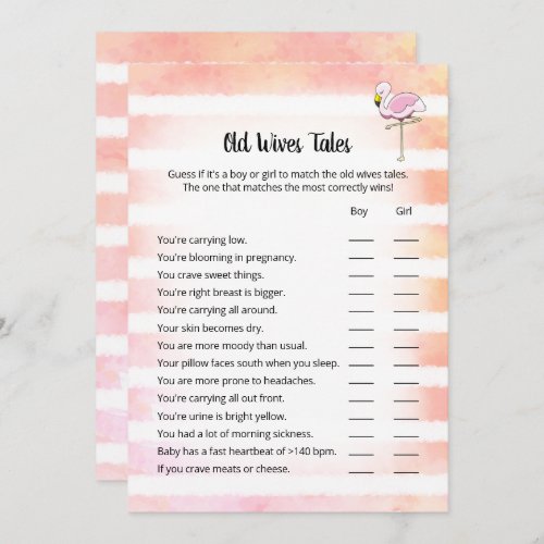 Coral Striped Flamingo Old Wives Tales Shower Card