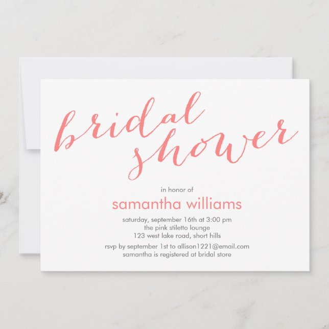 Coral Stripes Bridal Shower Invitation (Front)