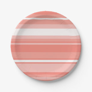 Coral stripes paper plates