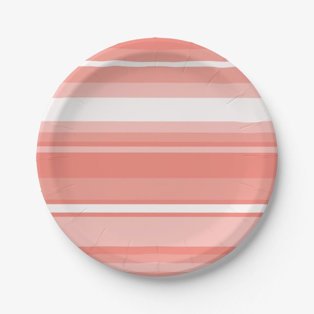 Coral stripes paper plates (Front)