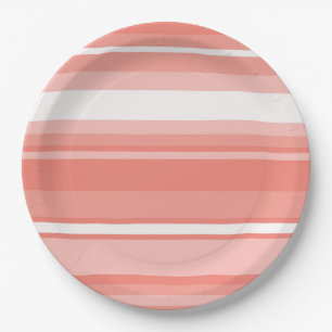 Coral stripes paper plates