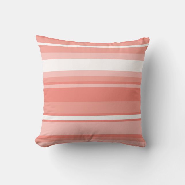 Coral stripes throw pillow (Front)