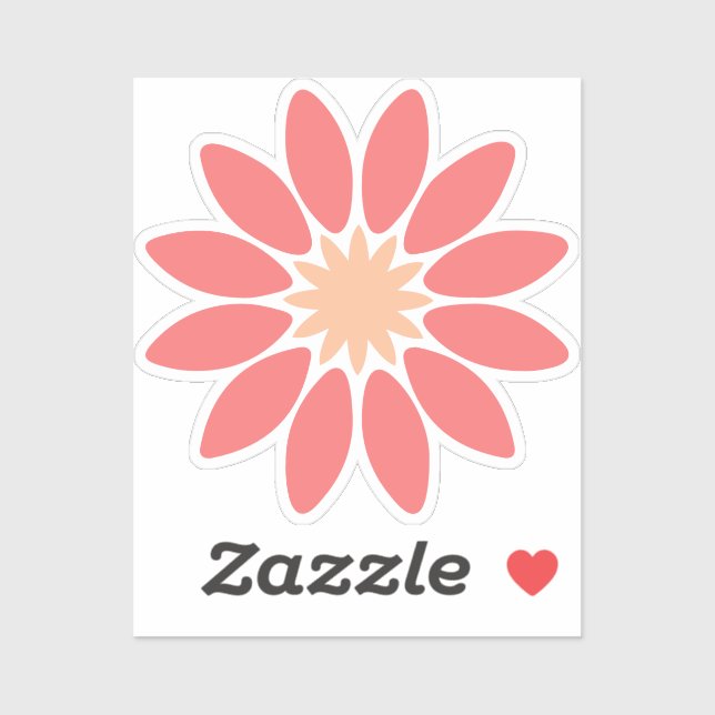 Coral Stylized Daisy Custom-Cut Vinyl Sticker (Sheet)