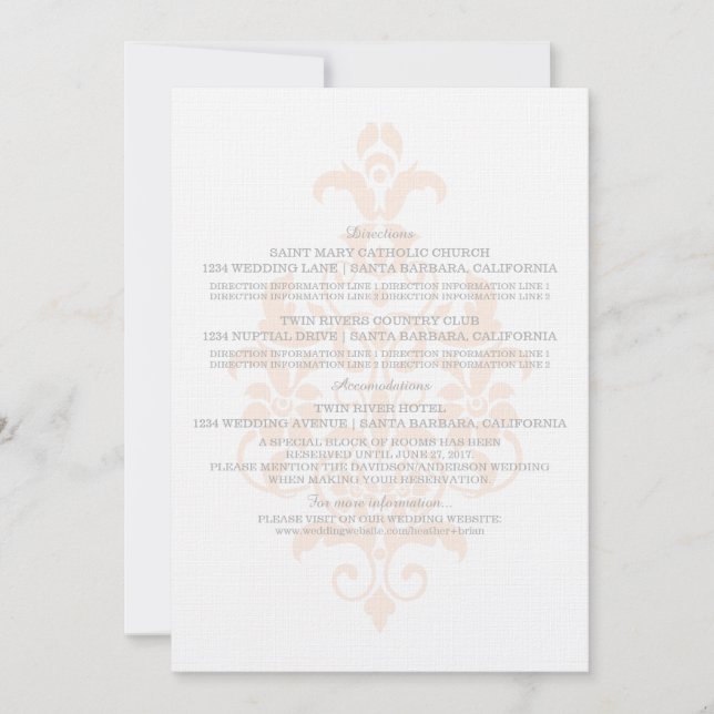 Coral Subtle Damask Information Card (Front)