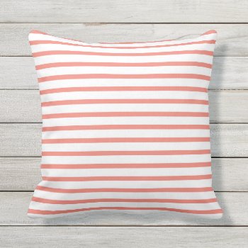 Coral Summer Stripes Outdoor Pillows by Richard__Stone at Zazzle