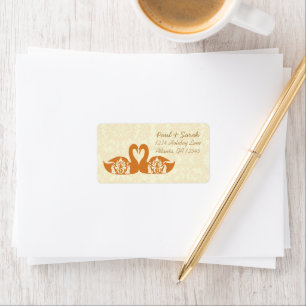 Coral Swan Damask Wedding labels