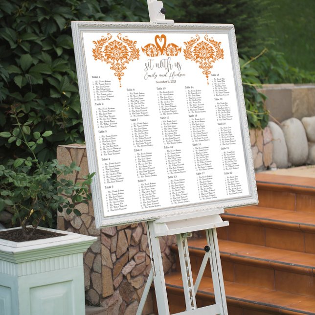 Coral Swan Lovebird Damask Seating Chart (Creator Uploaded)