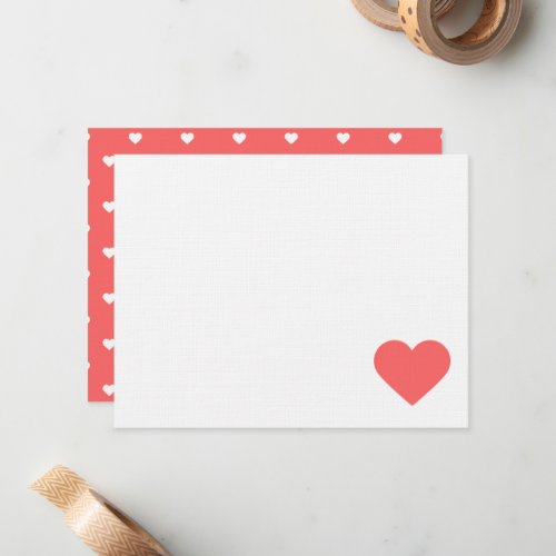 Coral Sweet Hearts Valentine Note Cards