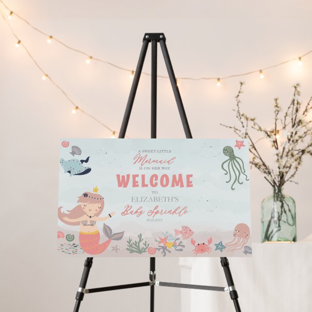 Coral Sweet Little Mermaid Sea Girl Baby Sprinkle  Foam Board (In Situ (Stand))