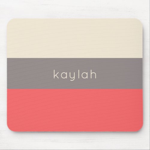 Coral Taupe Beige Color Block Pattern with Name Mouse Pad