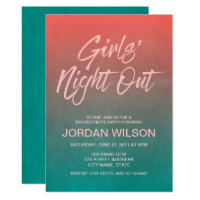 Coral Teal Bachelorette Girls' Night Out Invite