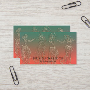 Coral Teal Belly Dancing Lessons Dancers Dance Business Card