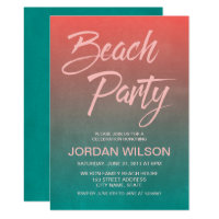 Coral Teal Birthday Anniversary Beach Party Invite