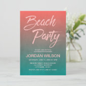 Coral Teal Birthday Anniversary Beach Party Invite (Standing Front)