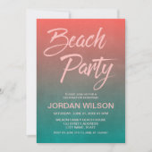 Coral Teal Birthday Anniversary Beach Party Invite (Front)