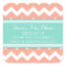 Coral Teal Chevron Baby Shower Favor Stickers