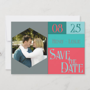 Coral & Teal Color Block STD Photo Flat Card