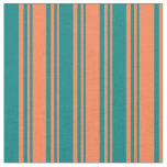 [ Thumbnail: Coral & Teal Colored Pattern Fabric ]
