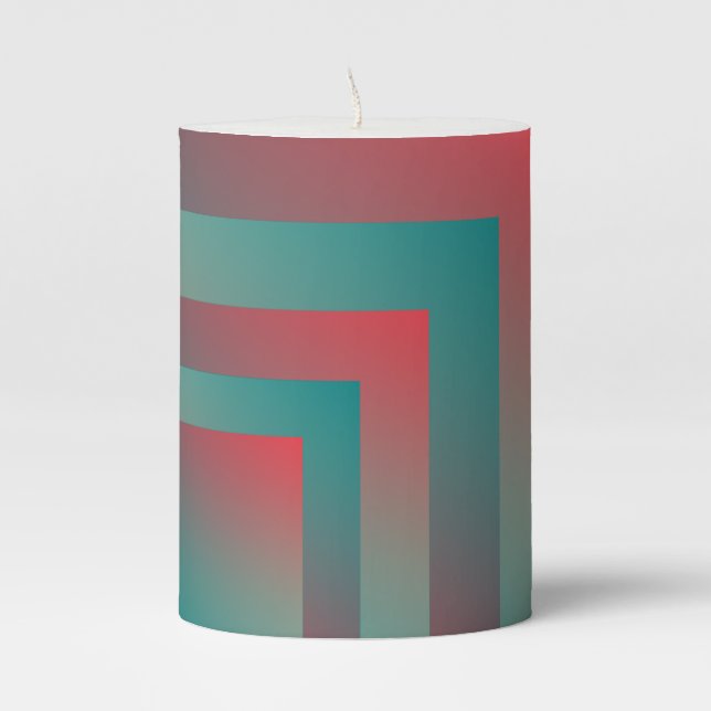 coral teal shades pillar candle (Front)