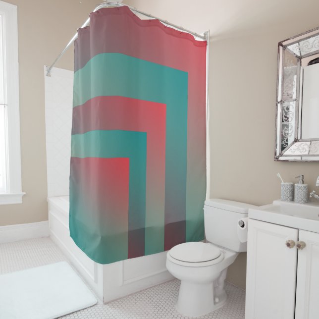 coral teal shades shower curtain (In Situ)