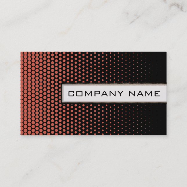 Coral Techno Dots Elegant Modern Black Business Card (Front)